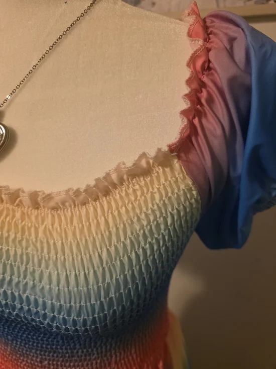 SHEIN Pastel Rainbow Off-Shoulder Maxi Dress - Picture 8 of 15